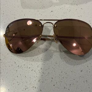 Ray-Ban Gold Frame Sunglasses with Brown Lenses